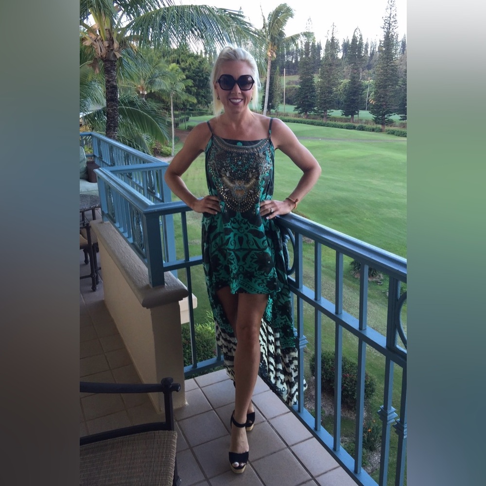 Camilla Turquoise and Black Embellished Dress